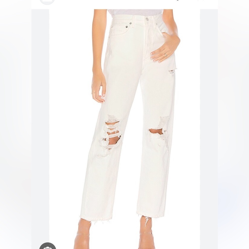 AGOLDE 90s Fit Distressed White Jeans. Size 29